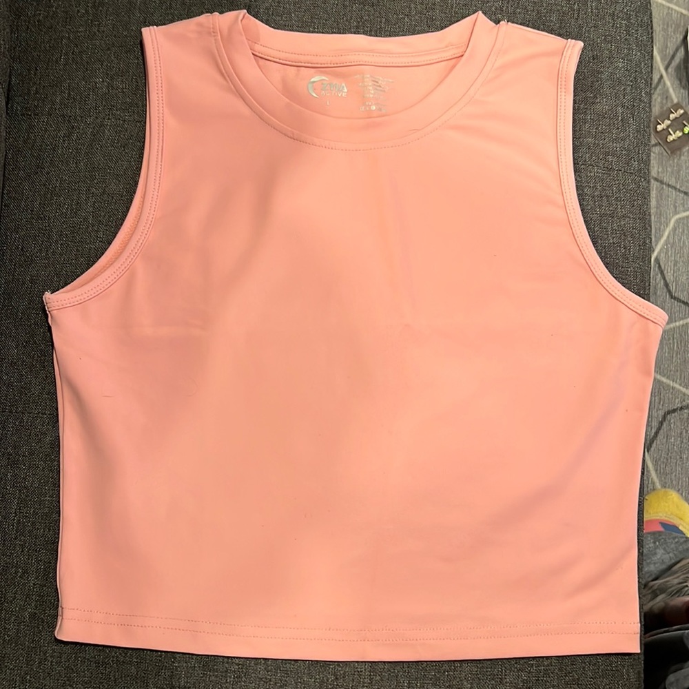 Never Worn!  ZYIA light pink crop top tank.